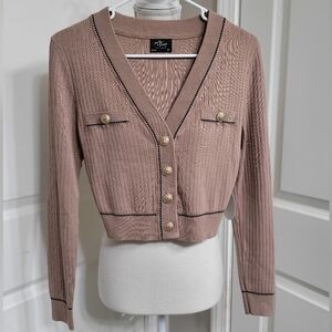 V-Neck Buttoned Sweater - Tan